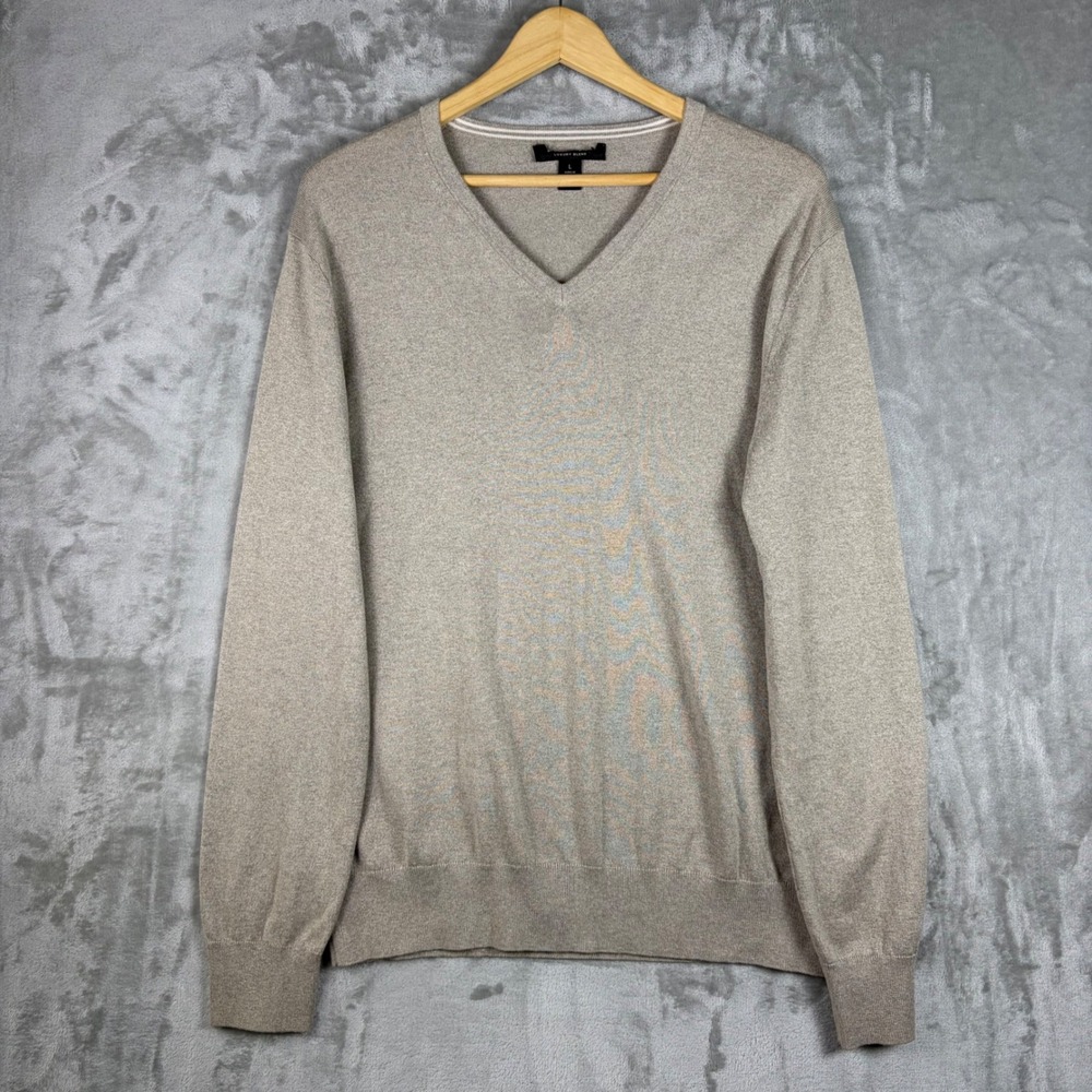 Banana Republic Mens‎ V-Neck Sweater Silk Cashmere Cotton Tan Beige Size Large